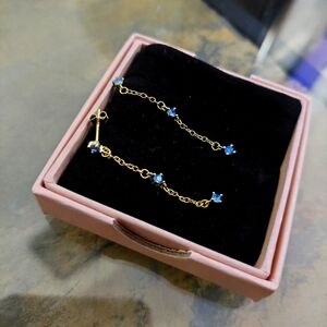 Dangling Chain Earrings 925 Silver Plated with 18K Gold
